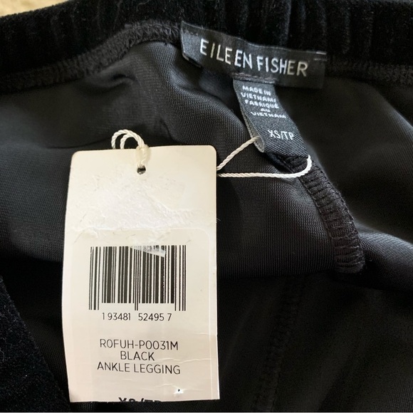 Eileen Fisher Velvet Black Ankle Leggings New With Tags XS Recycled Polyester - Picture 8 of 11